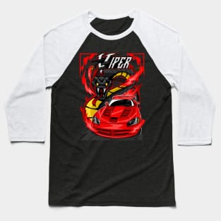 DODGE VIPER SRT 10-RED WITH SNAKE BACKGROUND Baseball T-Shirt